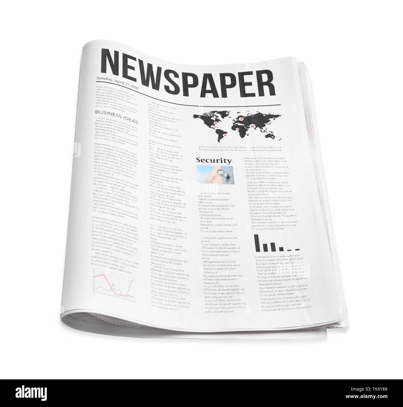 Newspaper on white background Stock Photo Alamy
