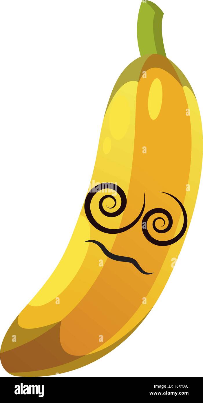 Dizzy banana illustration vector on white background Stock Vector