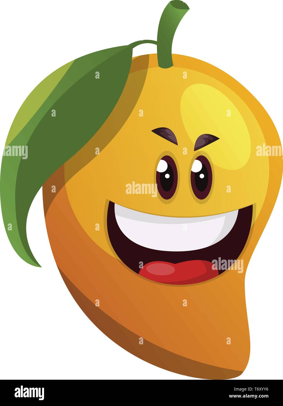 Smiling mango cartoon illustration vector on white background Stock