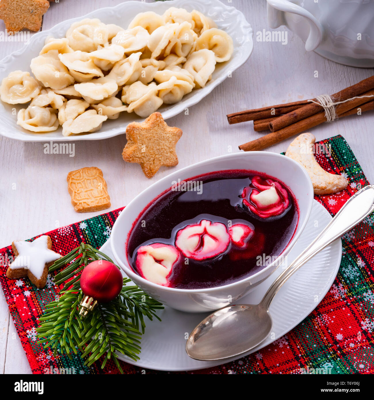 red barszcz with uszka a polish christmas soup Stock Photo