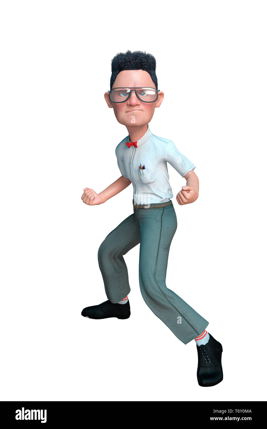 this is a funny geek, nerd or just a normal guy cartoon. This guy will put  some fun in yours creations Stock Photo - Alamy