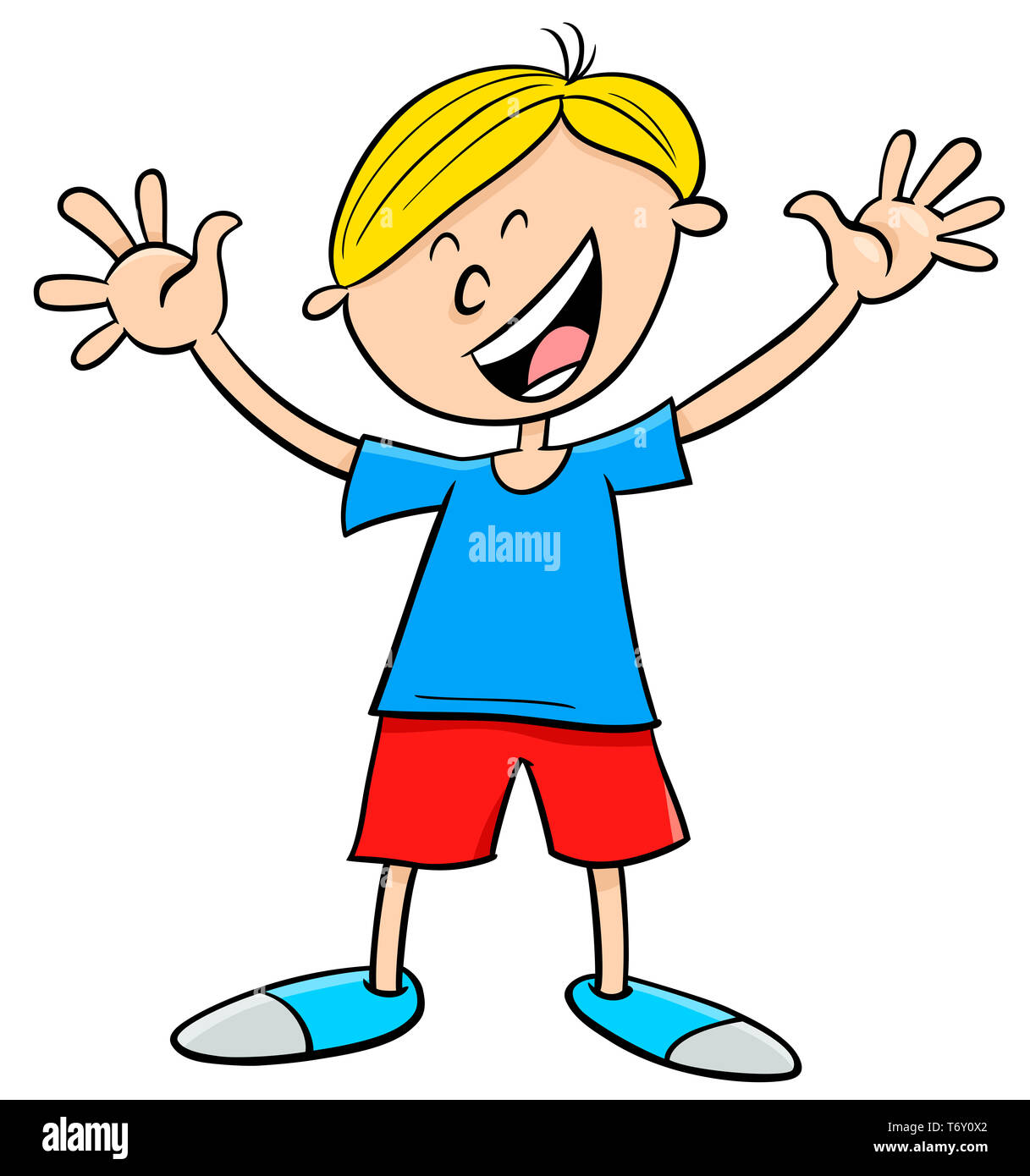 happy kid boy character cartoon illustration Stock Photo - Alamy