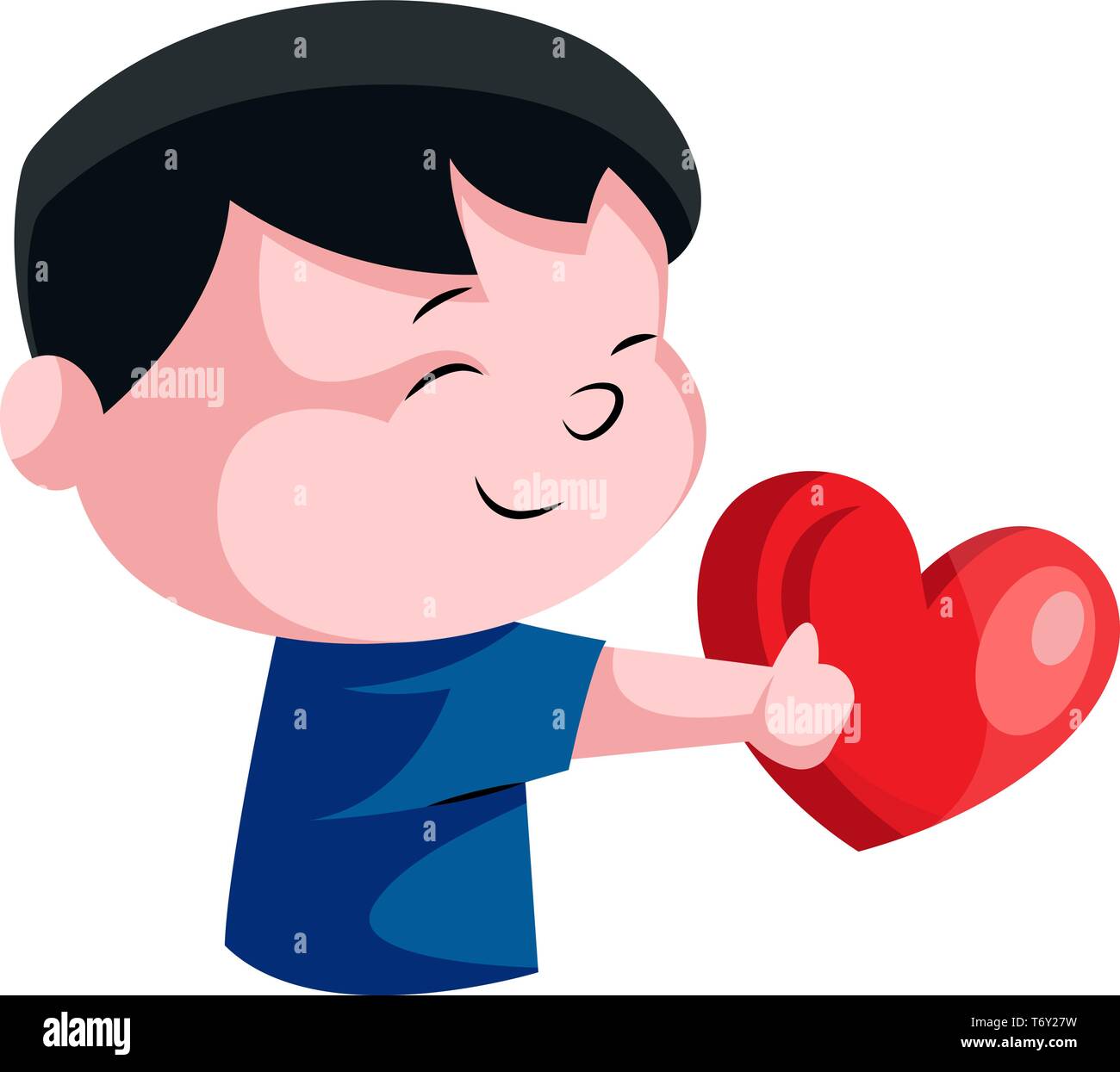 Little boy holding red heart illustration vector on white background ...