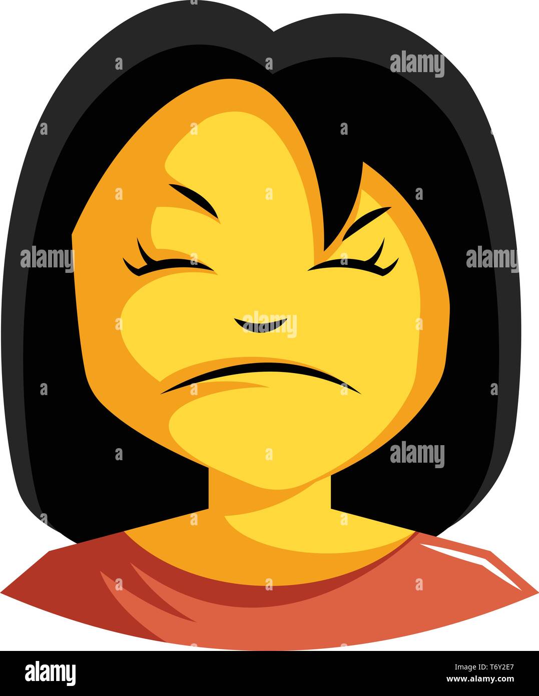 Woman in red top is looking bit cranky illustration vector on white background Stock Vector