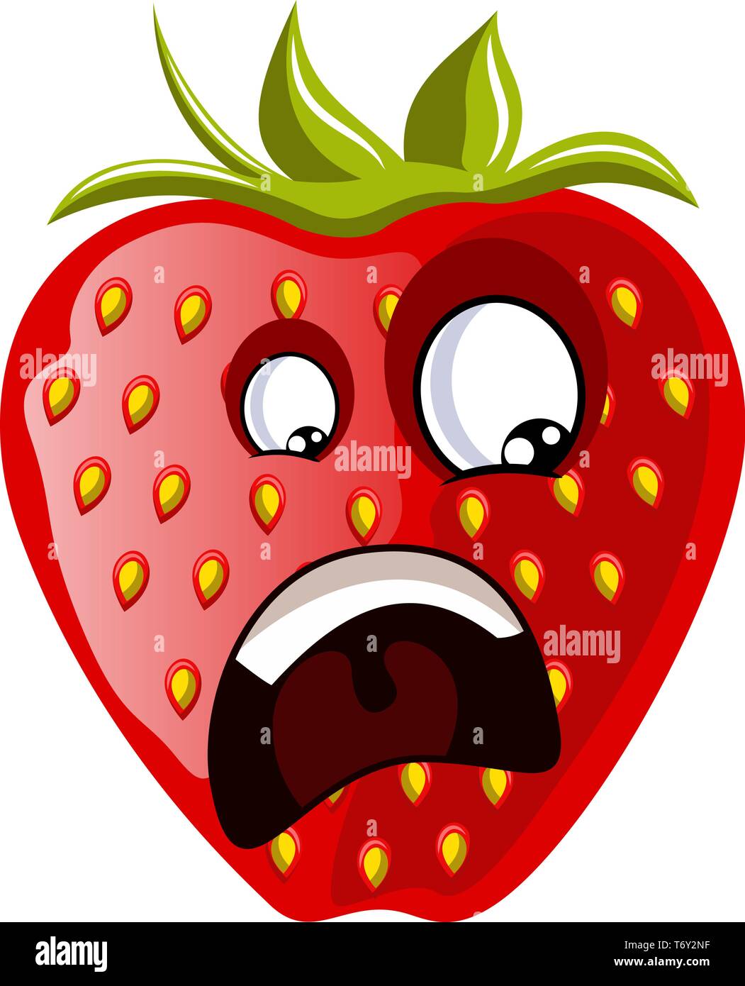 Affraid strawberry face illustration vector on white background Stock Vector