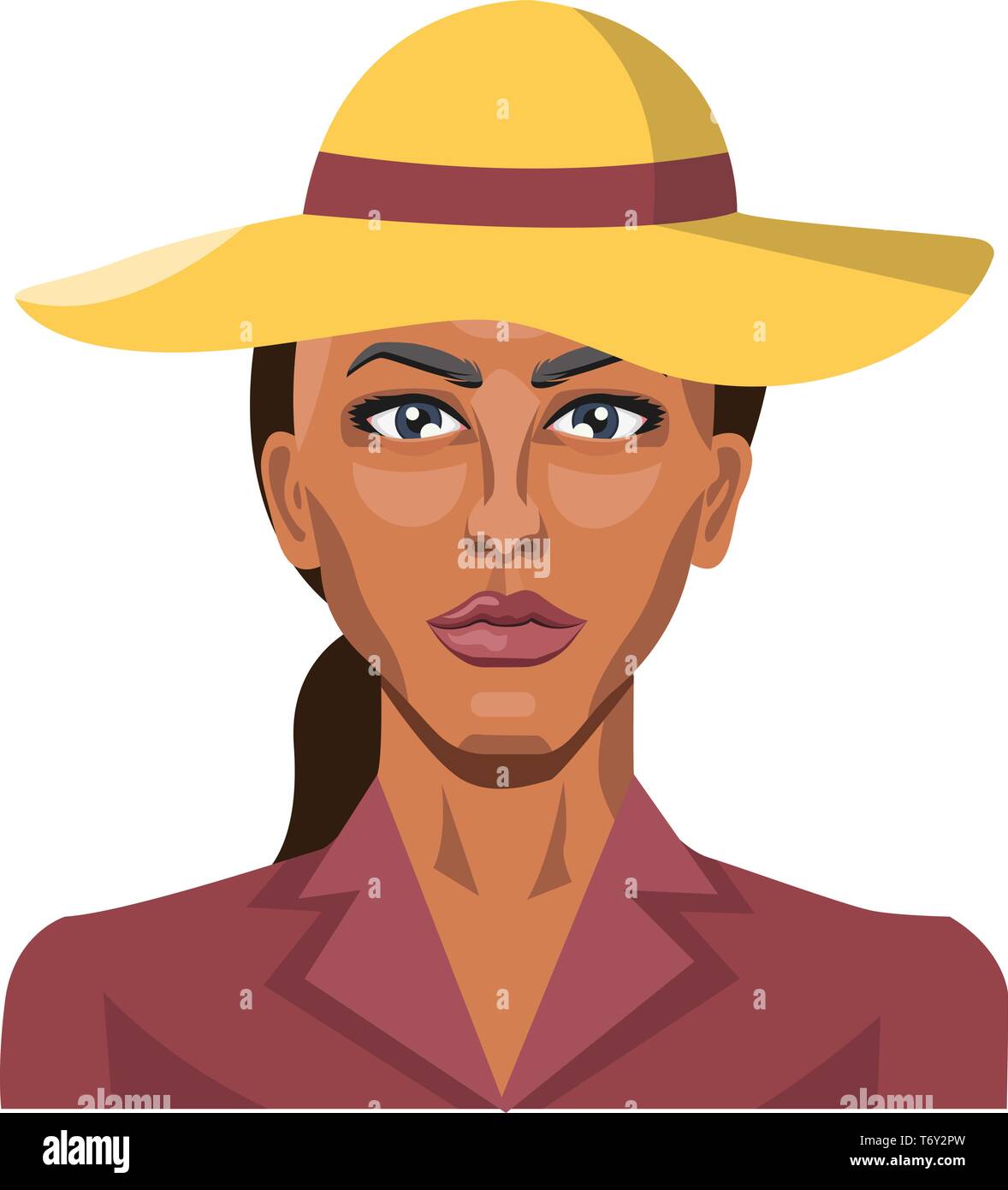 Woman On Beach Wearing A Hat Stock Vector Images Alamy