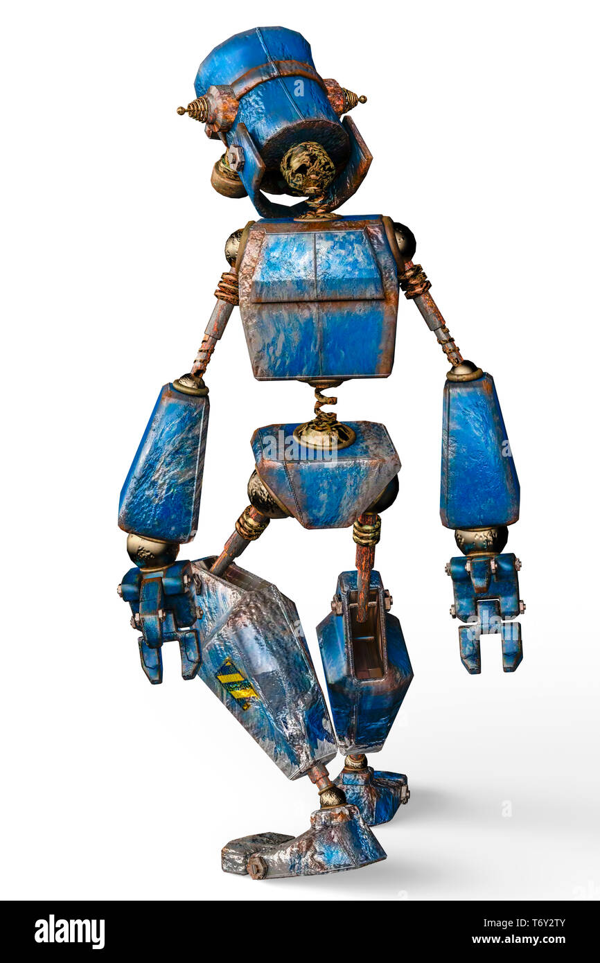rusty the blue robot in a white background. This rusty robot will put some  fun in yours creations Stock Photo - Alamy