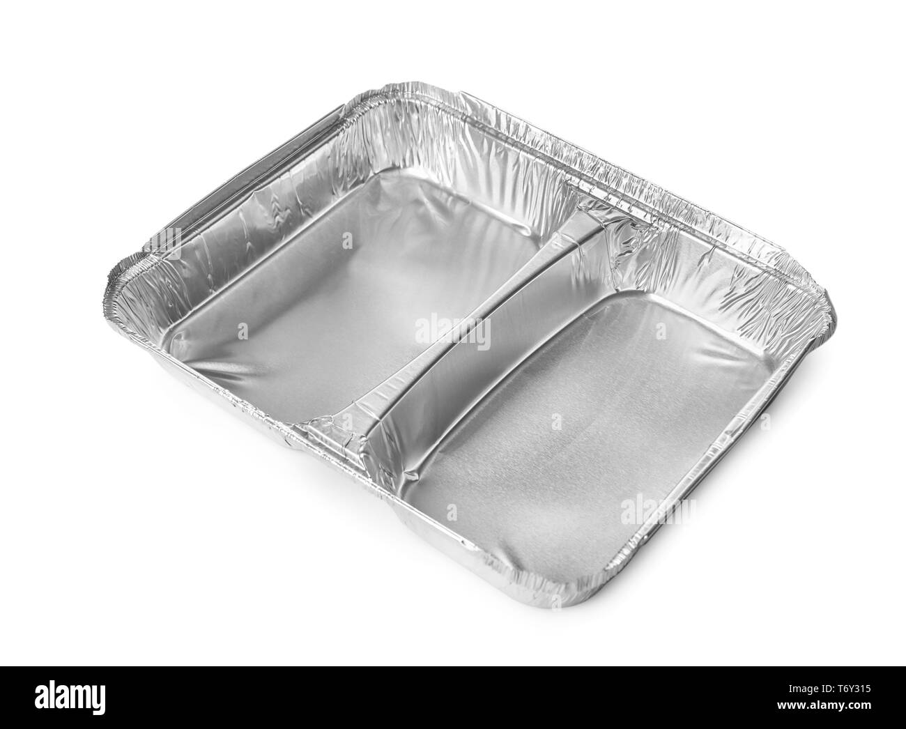 Empty container on white background. Food delivery service Stock Photo
