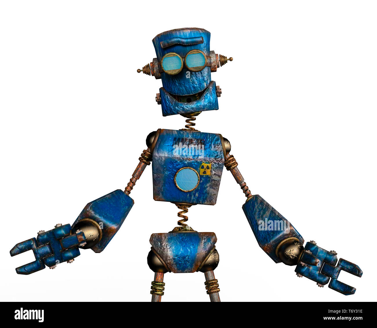 the robot in a white background. This rusty robot will put some fun in yours creations Photo -