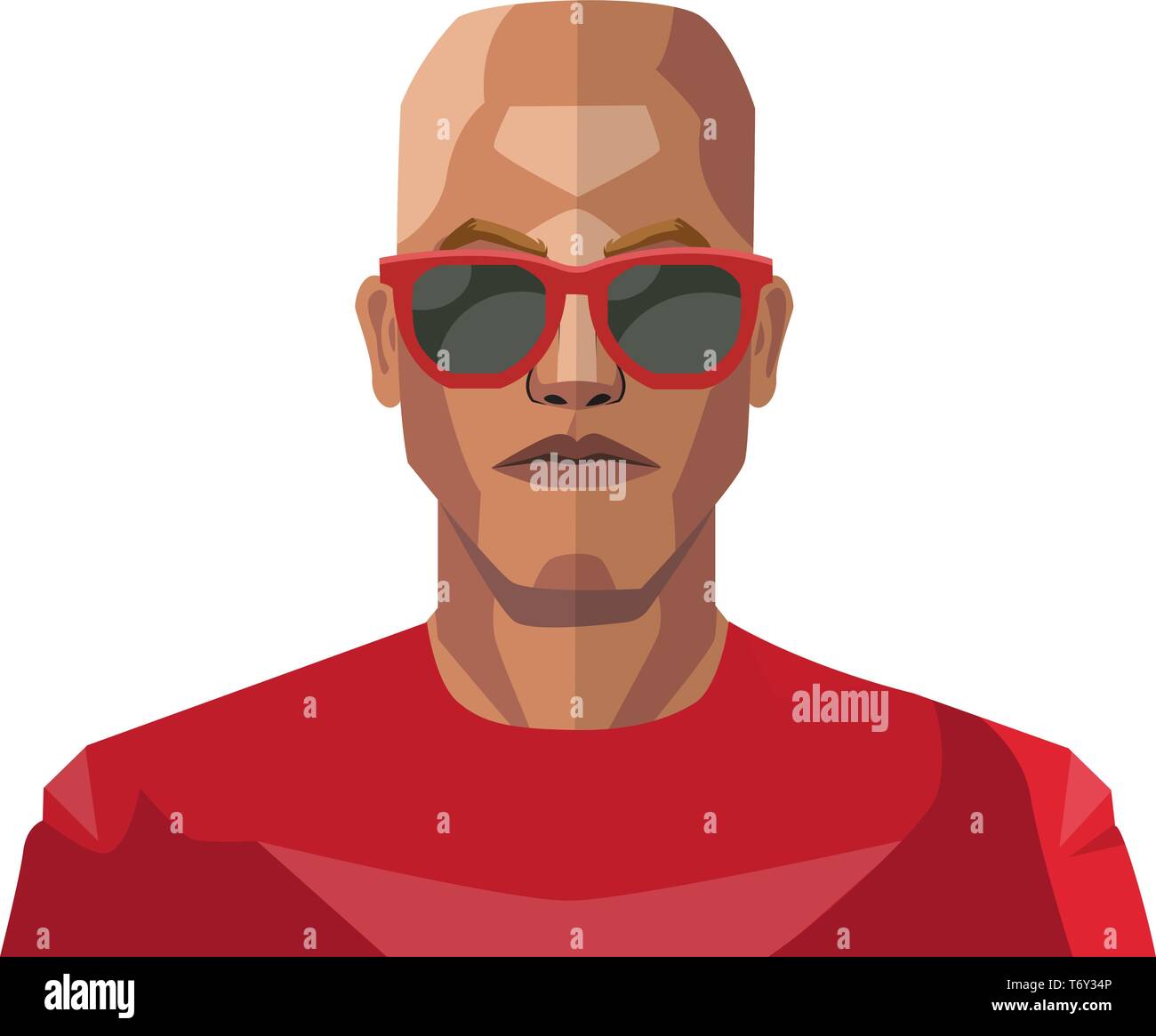 Bald guy wearing sunglasses illustration vector on white background