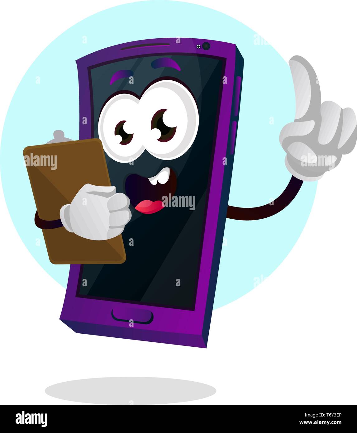 Mobile emoji holding a notepad illustration vector on white background