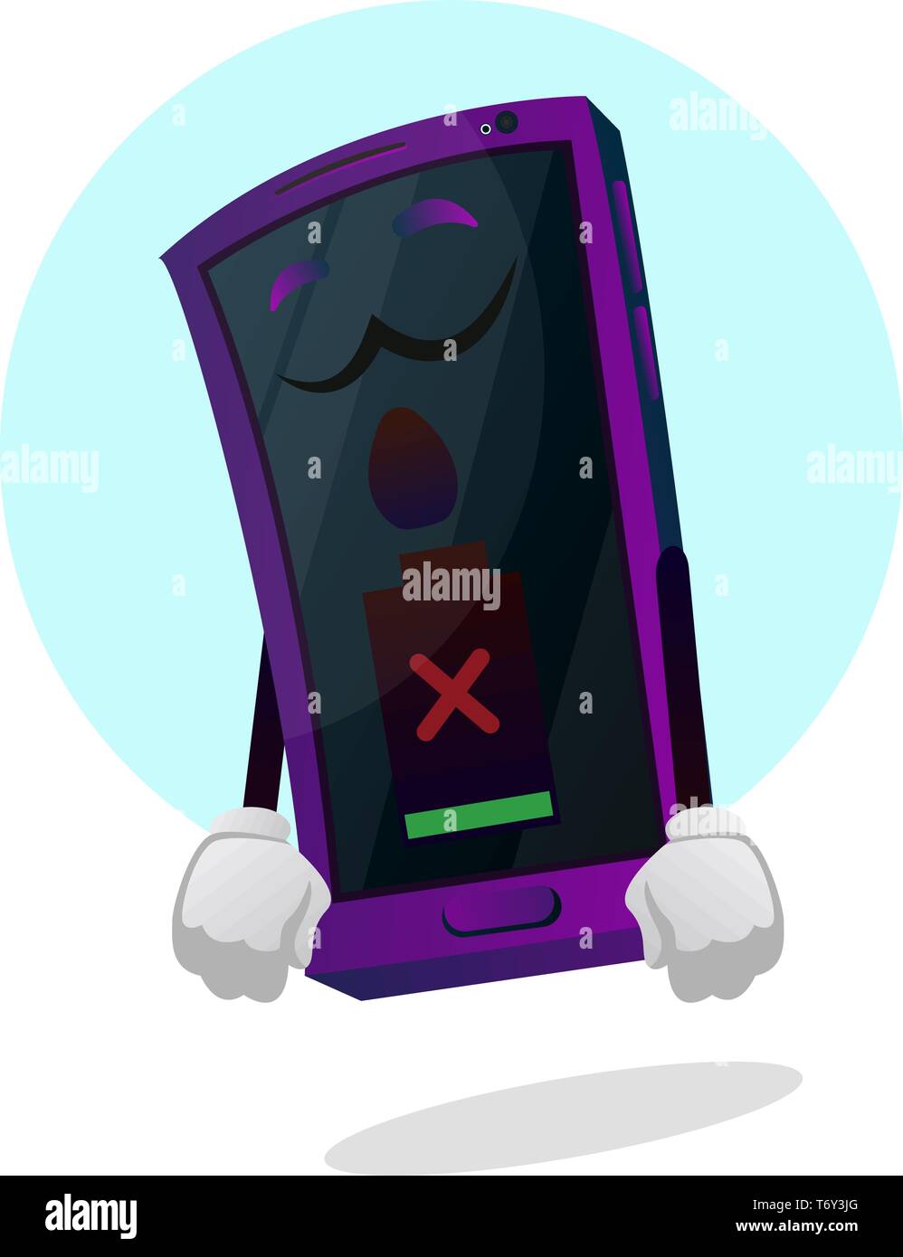 Mobile emoji low battery illustration vector on white background Stock