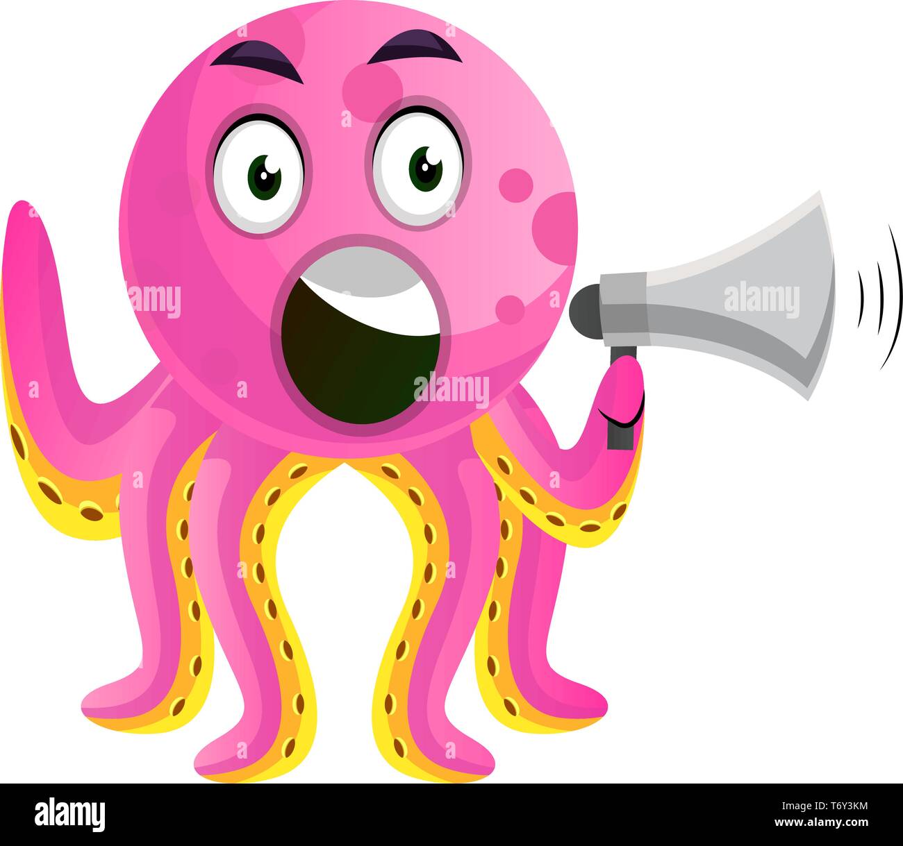Octopus with a speakerphone illustration vector on white background Stock Vector