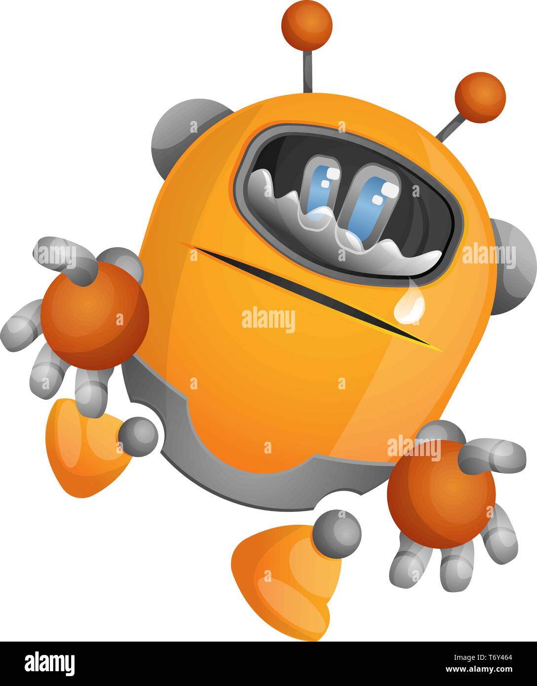 Cartoon robot crying illustration vector on white background Stock Vector