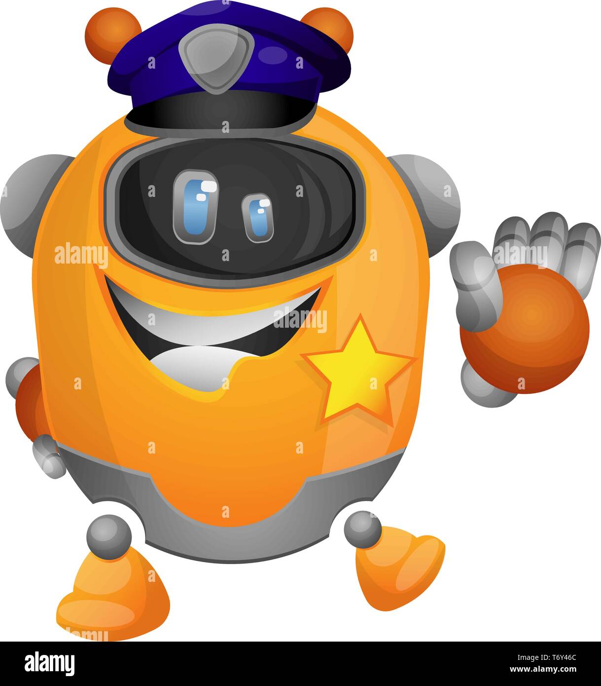 Cyborg in policeman uniform illustration vector on white background Stock Vector