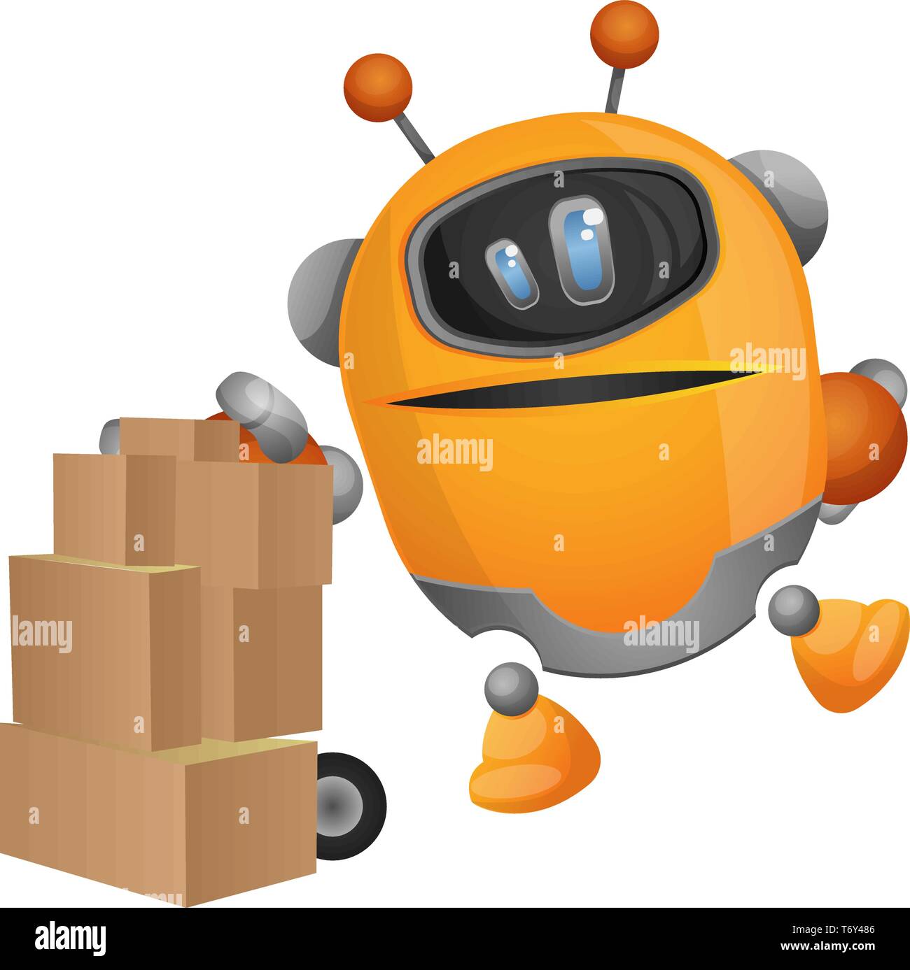 Robot carrying packages illustration vector on white background Stock Vector