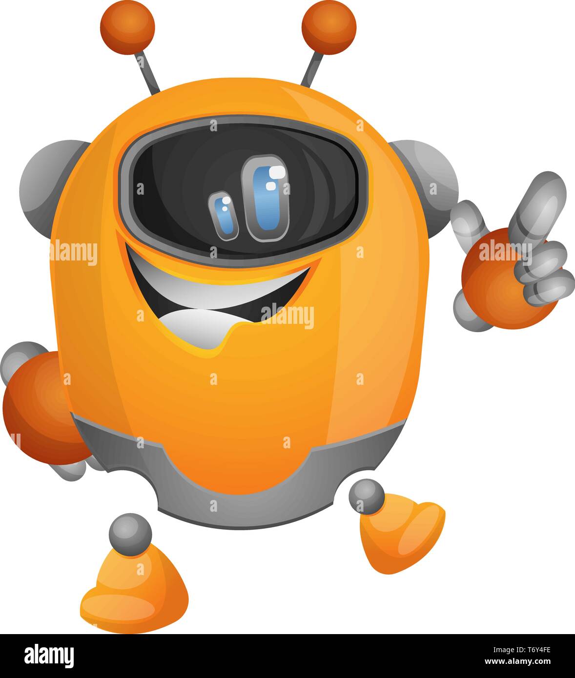Cartoon robot pointing with a finger illustration vector on white background Stock Vector