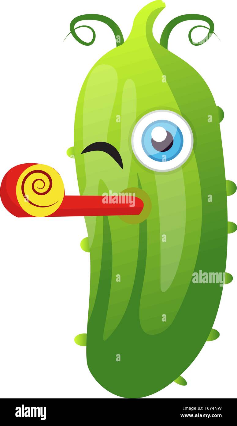 Cucumber at a birthday party illustration vector on white background Stock Vector