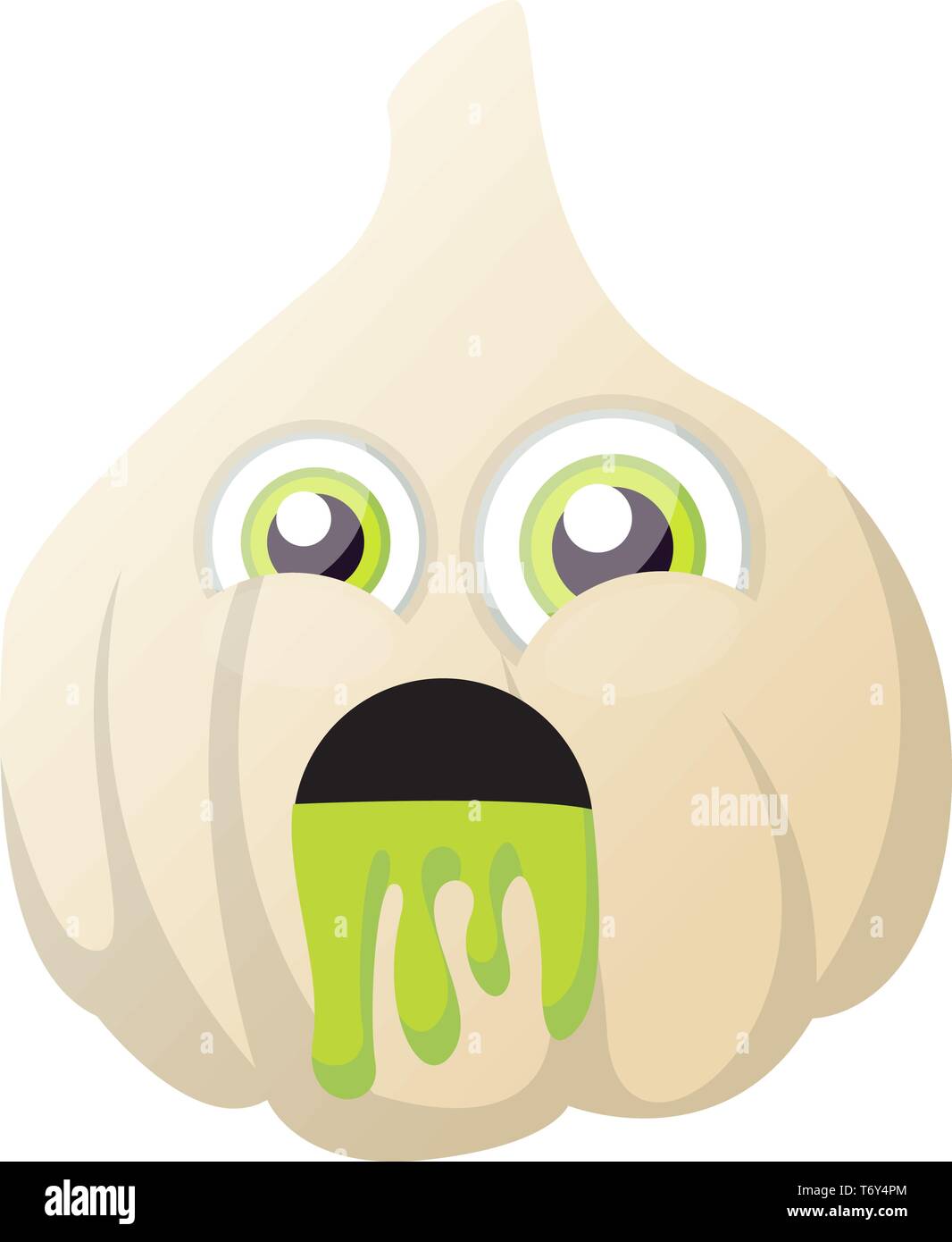 Garlic is feeling sick illustration vector on white background Stock
