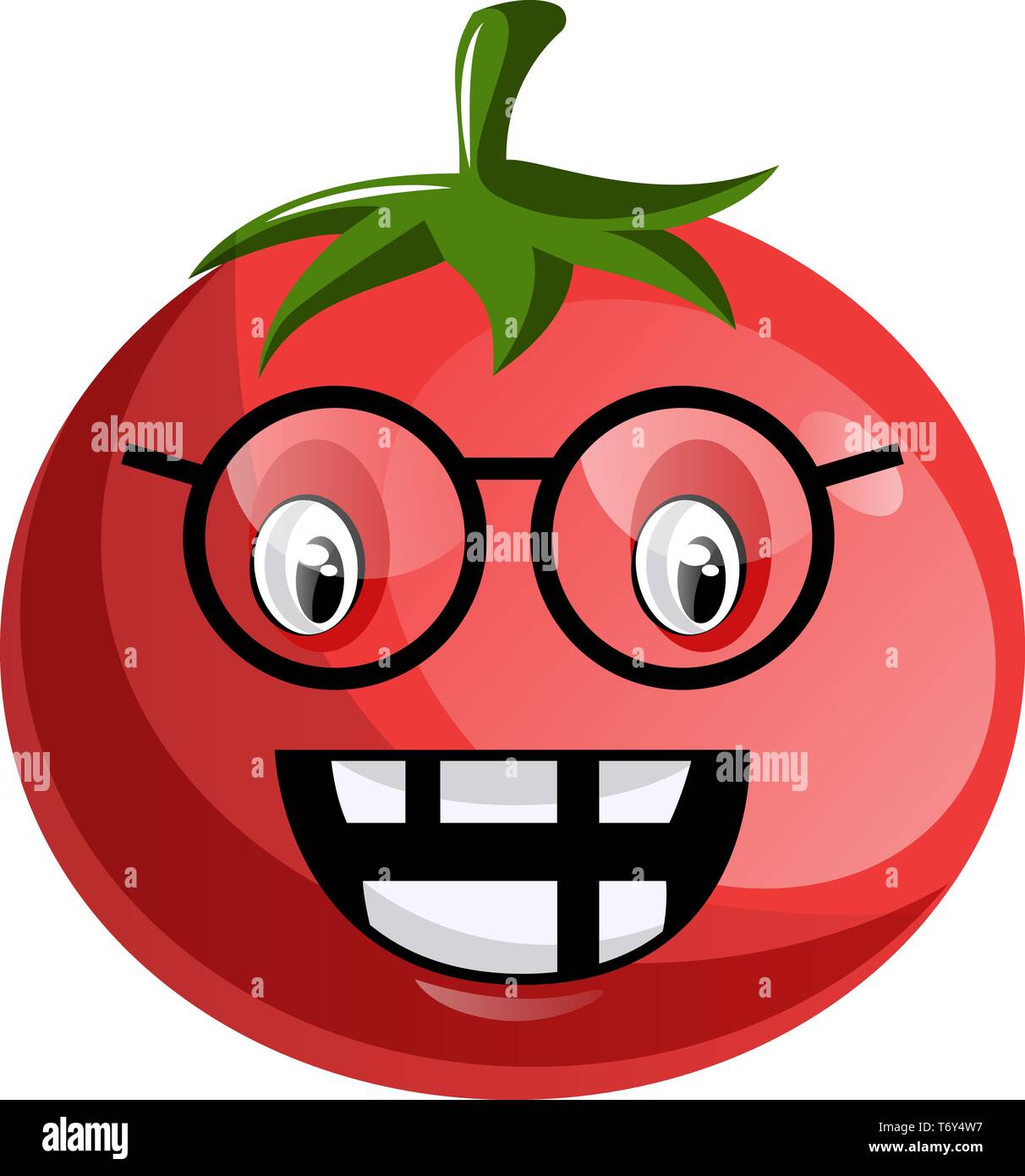 Cartoon tomato wearing glasses illustration vector on white background