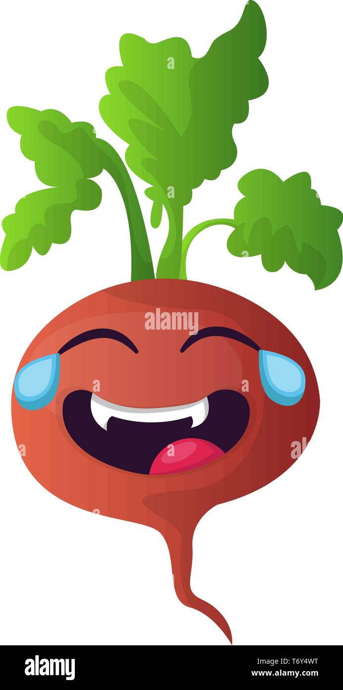 Red turnip is crying with laughter illustration vector on white background Stock Vector