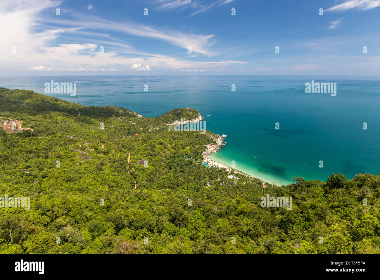Bird eye view to a tropical beach Stock Photo