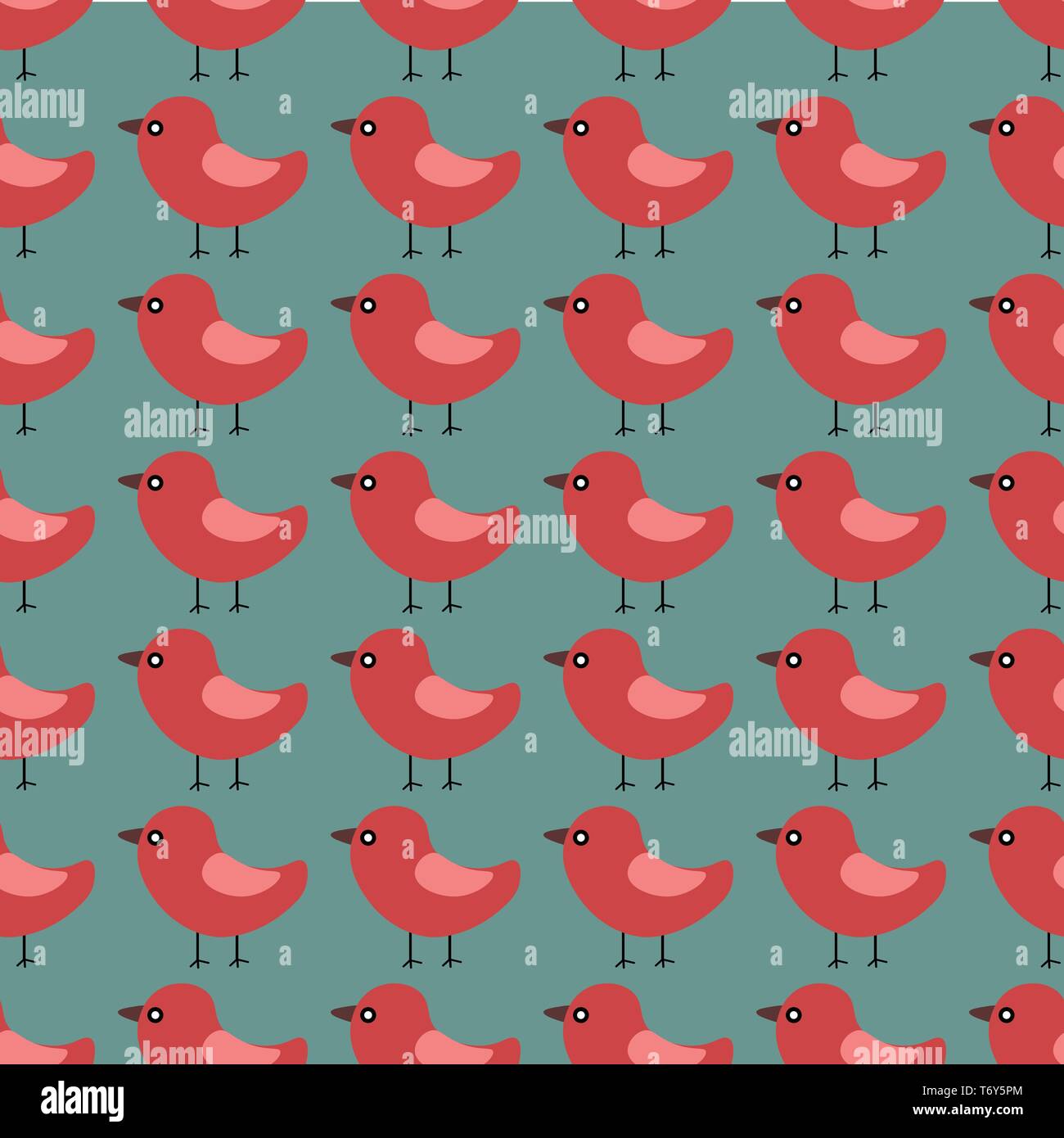 vector seamless pattern with beautiful animal birds red on green ...