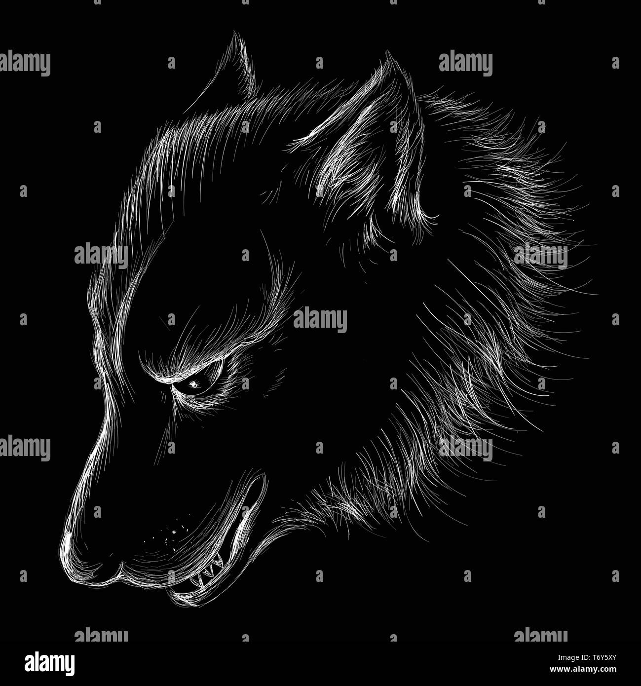 The Vector logo dog  or wolf for tattoo or T-shirt design or outwear.  Cute print style dog  or wolf  background. Stock Vector