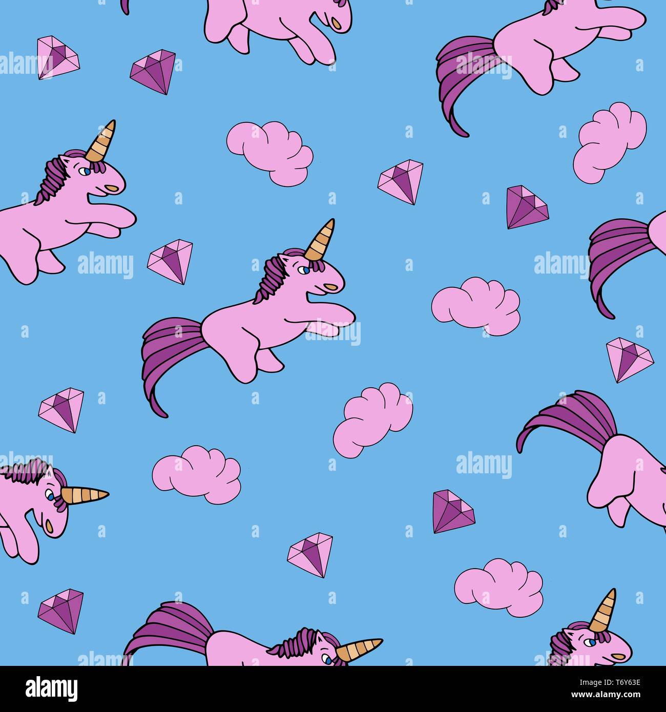 vector seamless pattern on a pink background unicorn ponies pink with a ...