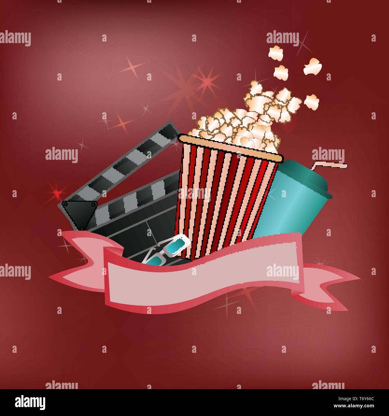 poster cinema clapper vector film movie movies strip popcorn film blue  motion postponement moving Stock Vector Image & Art - Alamy