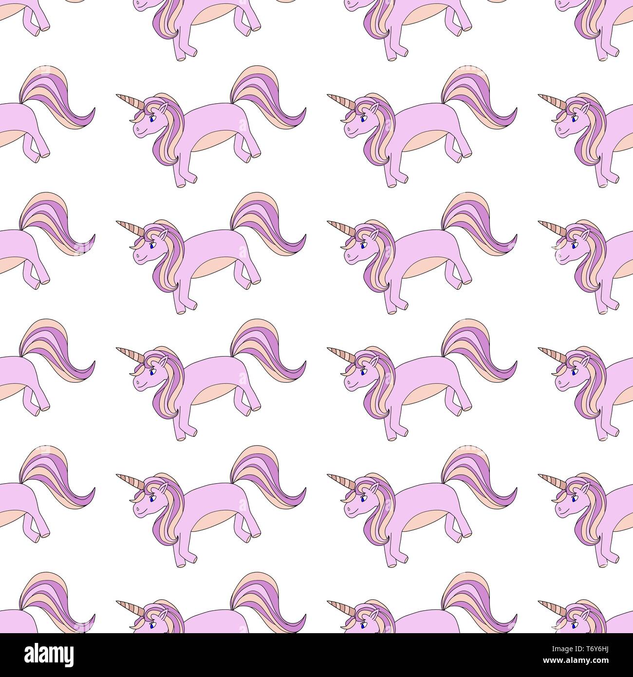 vector seamless pattern on white background unicorn ponies pink for ...