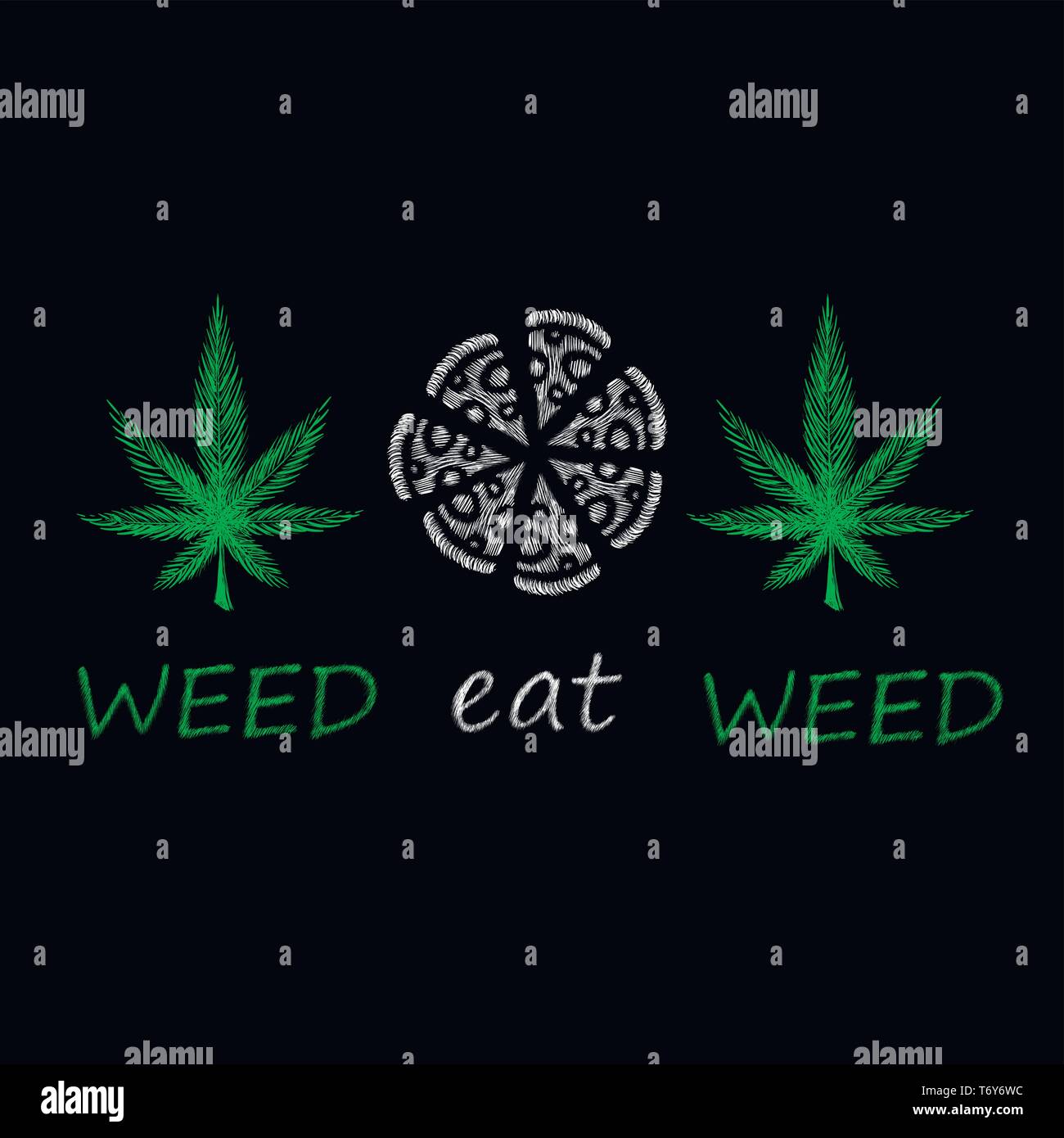 The Vector logo weed eat hamp for tattoo or T-shirt design or outwear.  Cute print style weed eat hamp background. Stock Vector