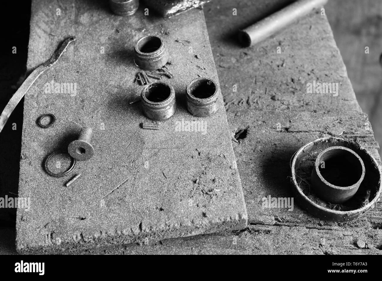 old screws and nuts Stock Photo