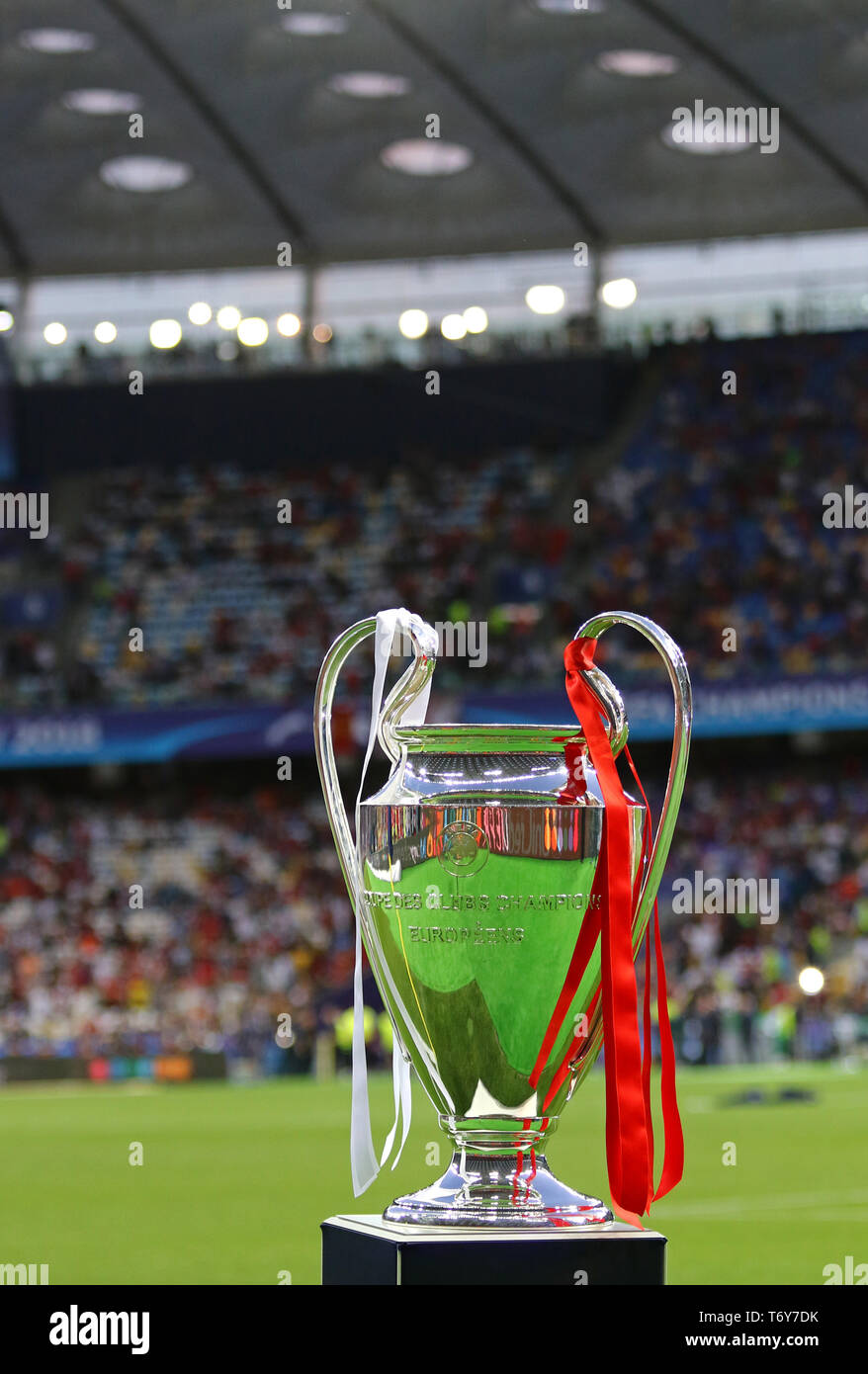 Uefa Champions League Trophy Cup Presents Before The Final Game Between Real Madrid And Liverpool Stock Photo Alamy