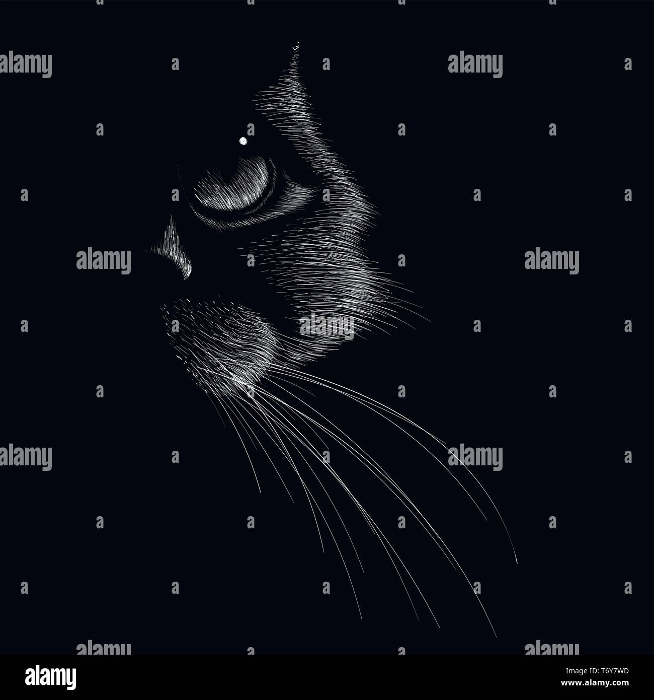 The Vector logo cat for tattoo or T-shirt design or outwear.  Cute print style cat background. Stock Vector