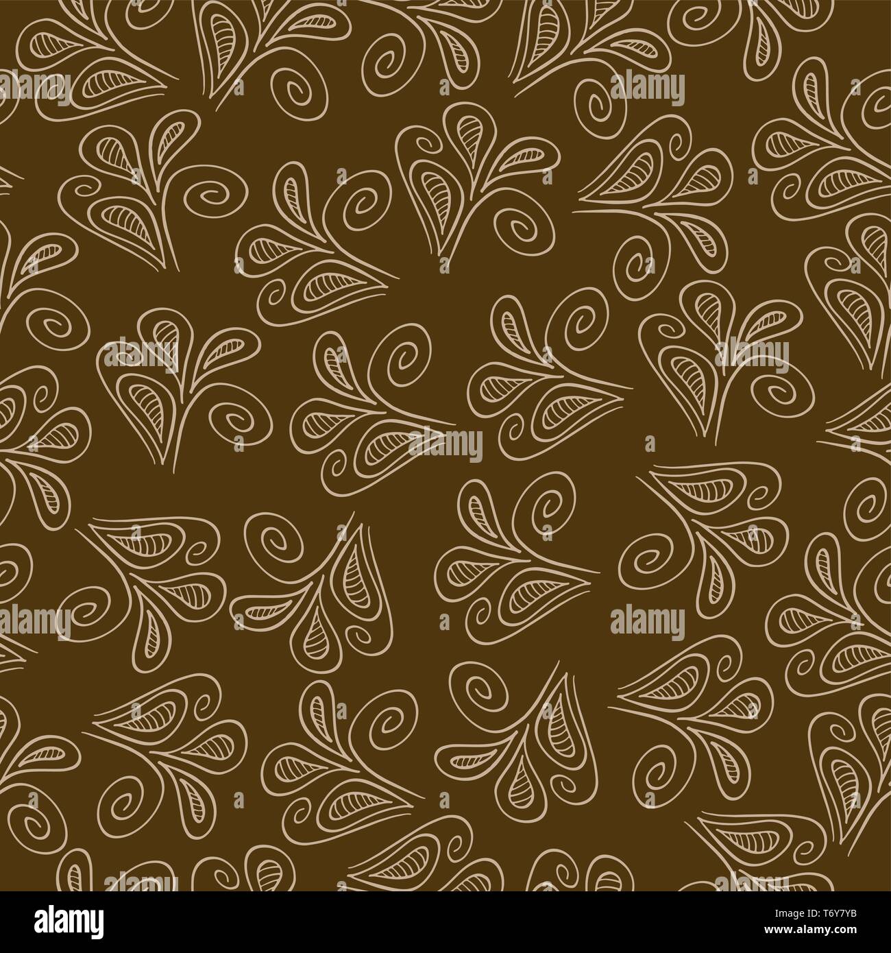 vector seamless pattern with flowers on a brown background, wallpaper ...
