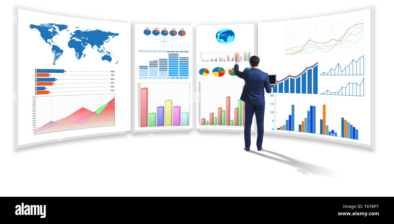 Businessman in business visualization and infographics concept Stock ...
