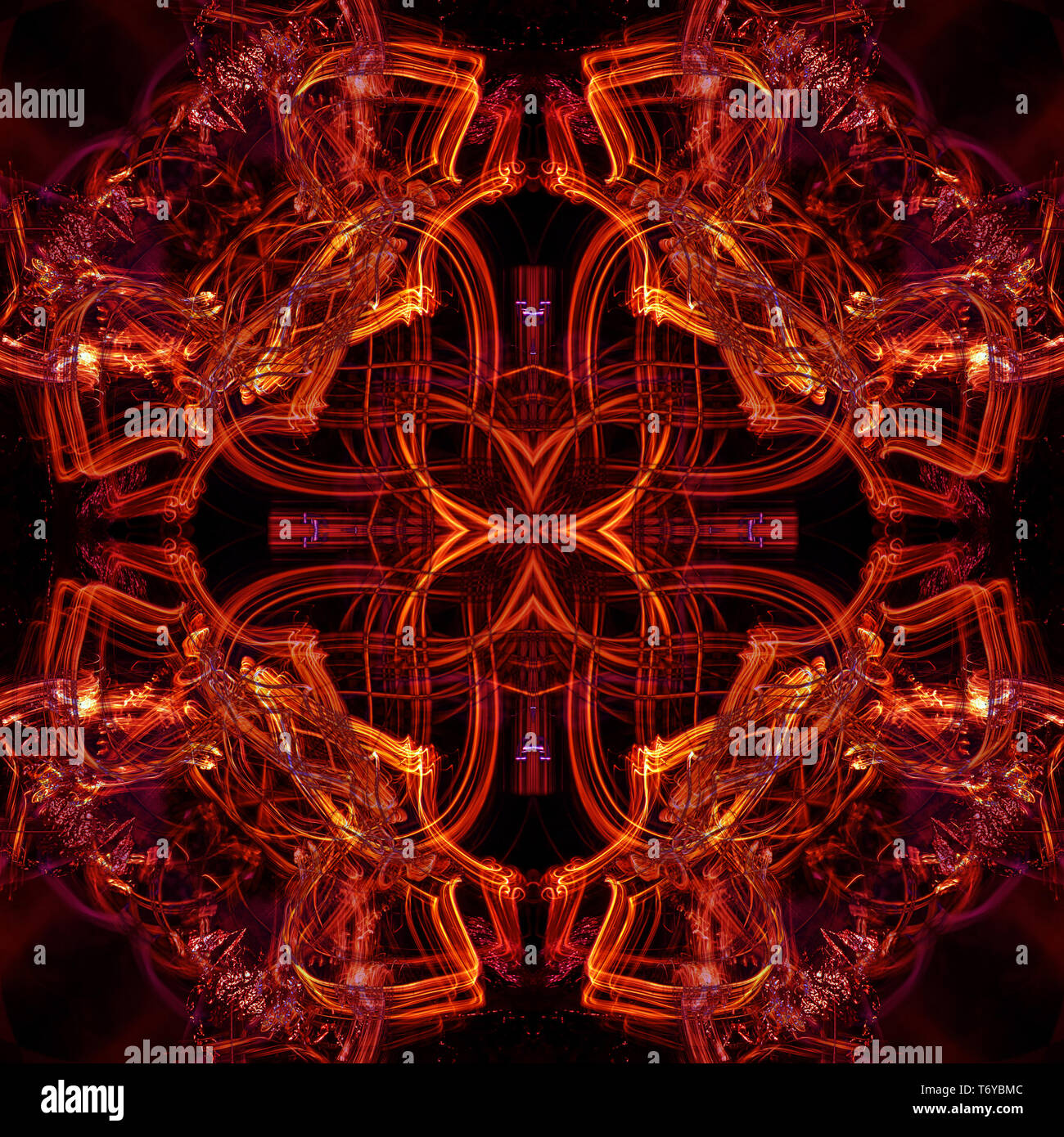 Kaleidoscopic psychedelic pattern. Abstract symmetric luminous b Stock Photo