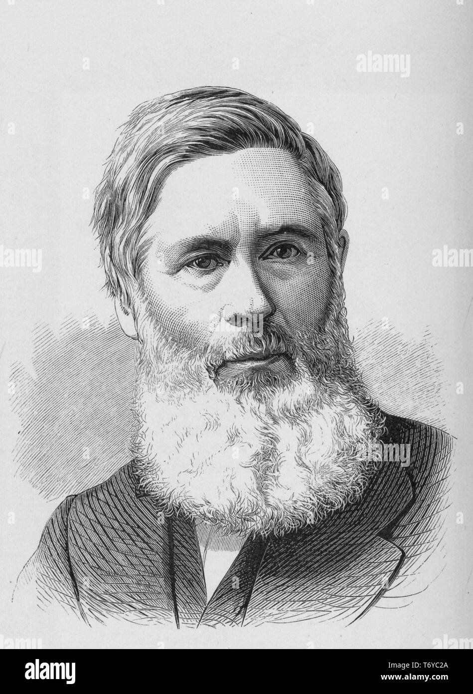 Engraved portrait of Asa Gray, President of the American Association for the Advancement of Science, an American botanist from Sauquoit, New York, 1880. From the New York Public Library. () Stock Photo