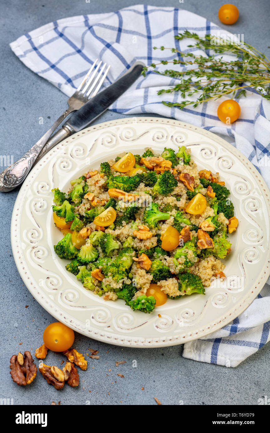 Broccoli salad and quinoa. Healthy diet. Stock Photo