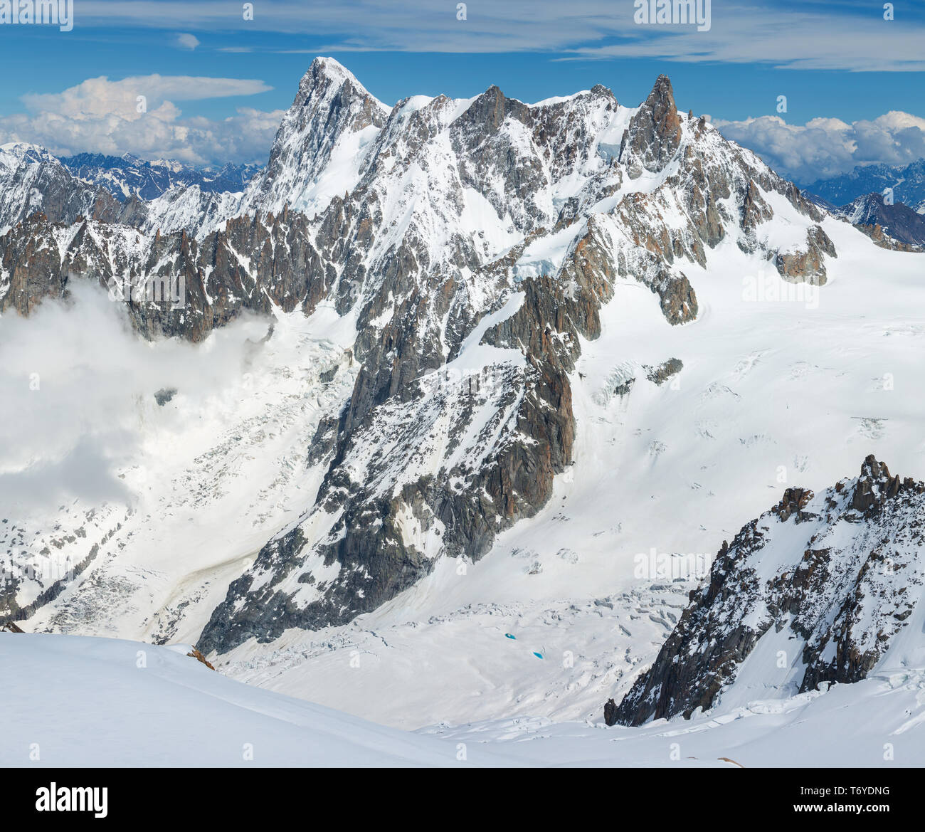 Mont Blanc mountain massif view from Aiguille du Midi Mount Stock Photo ...