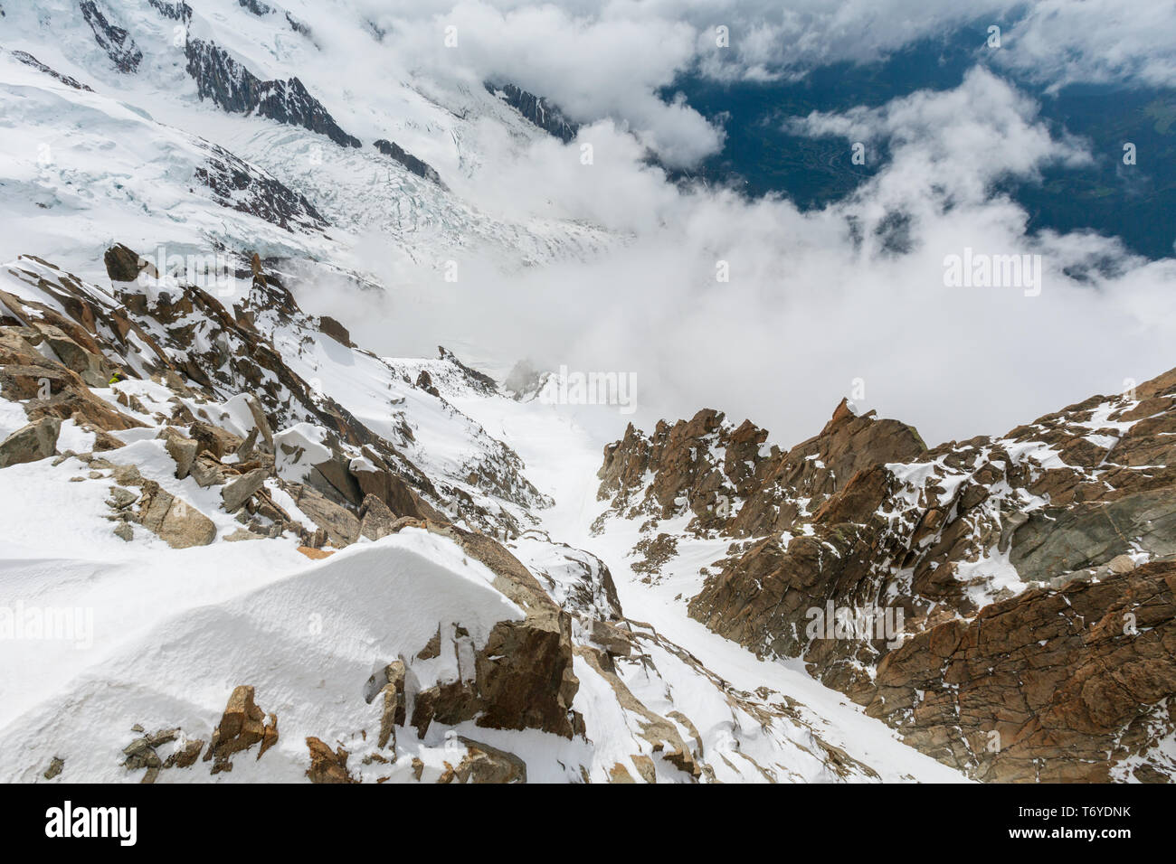 Mont Blanc mountain massif view from Aiguille du Midi Mount Stock Photo ...
