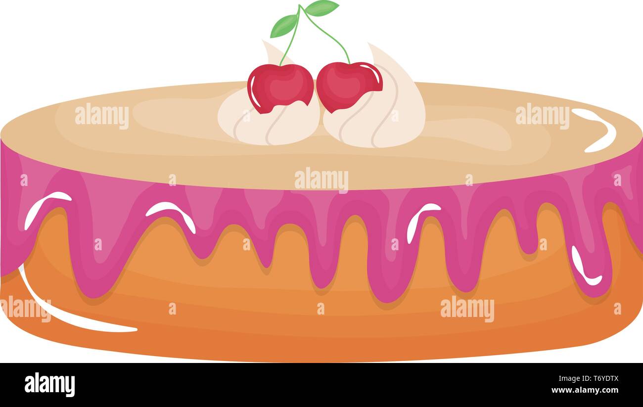 delicious sweet cake with cherries vector illustration design Stock ...