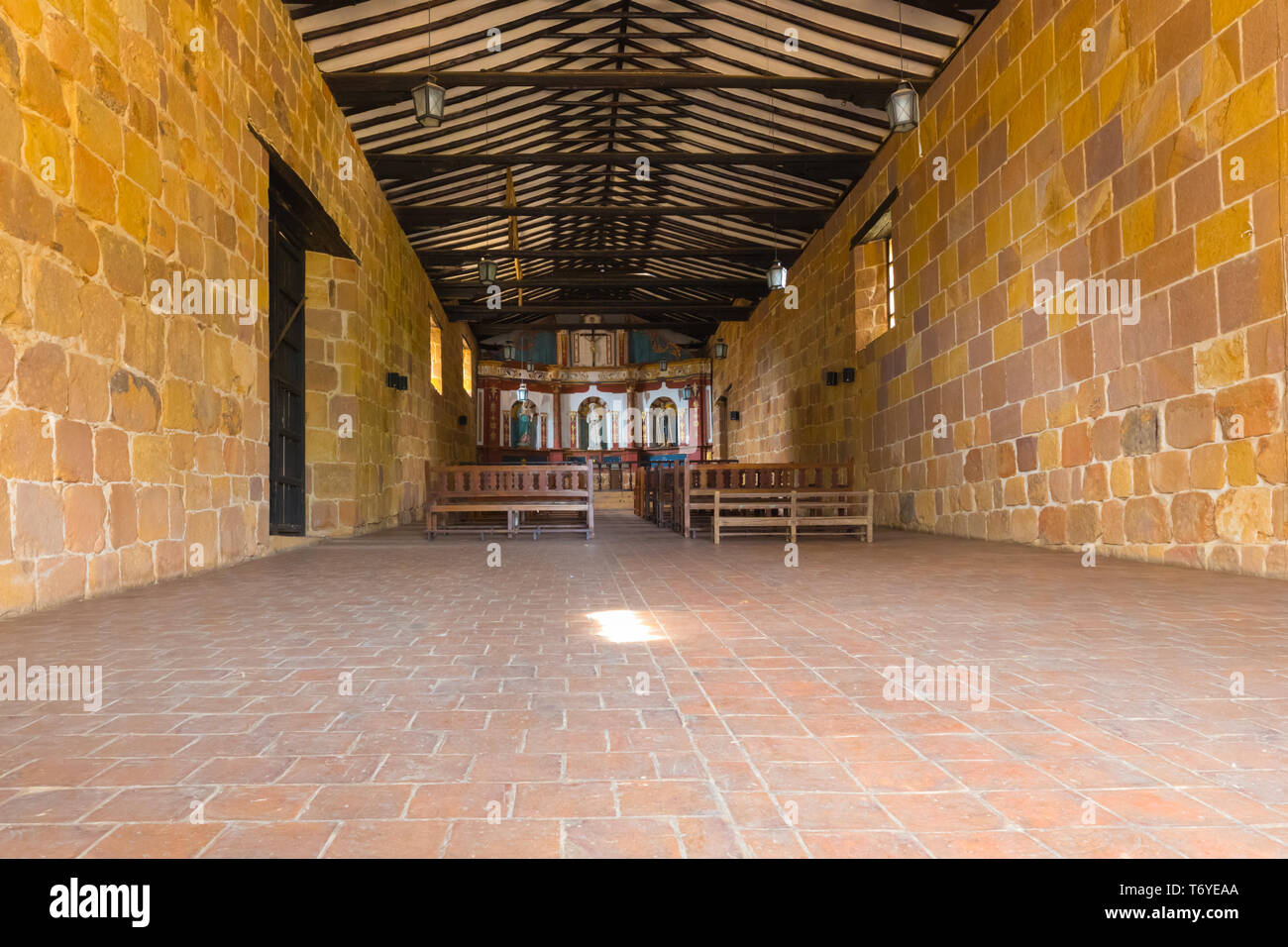 internal view of the Catedral of Barichara Santander Colombi Stock Photo
