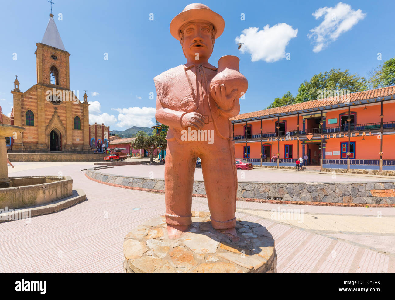 clay statue in the main park of Raquira Colombia Stock Photo Alamy