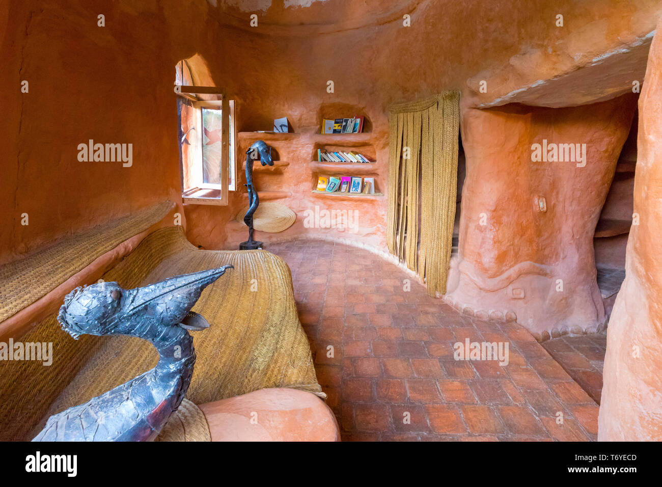 reading room of the terracotta house Villa de Leyva Colombia Stock Photo