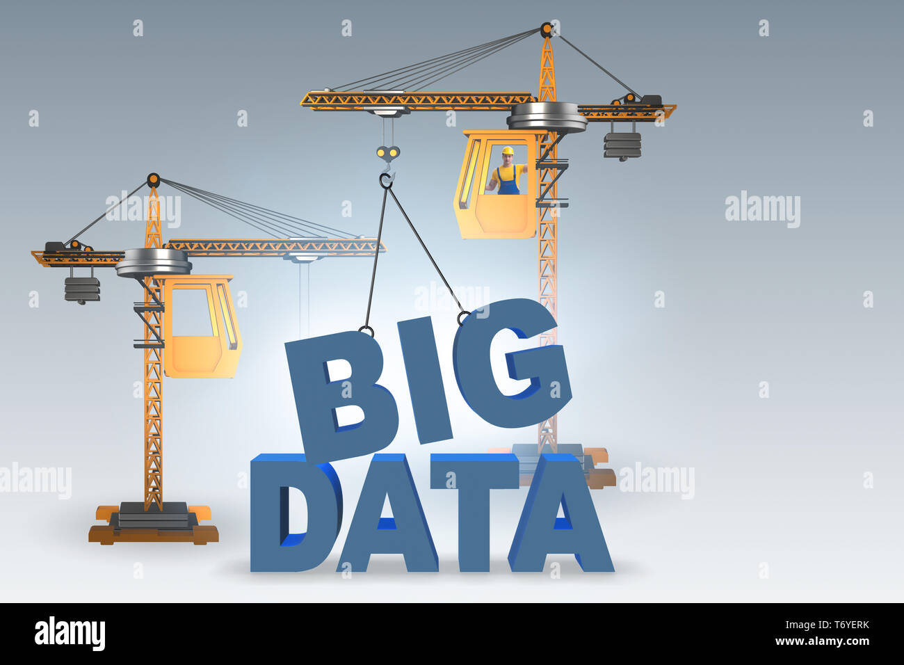 Big data concept with crane lifting letters Stock Photo Alamy