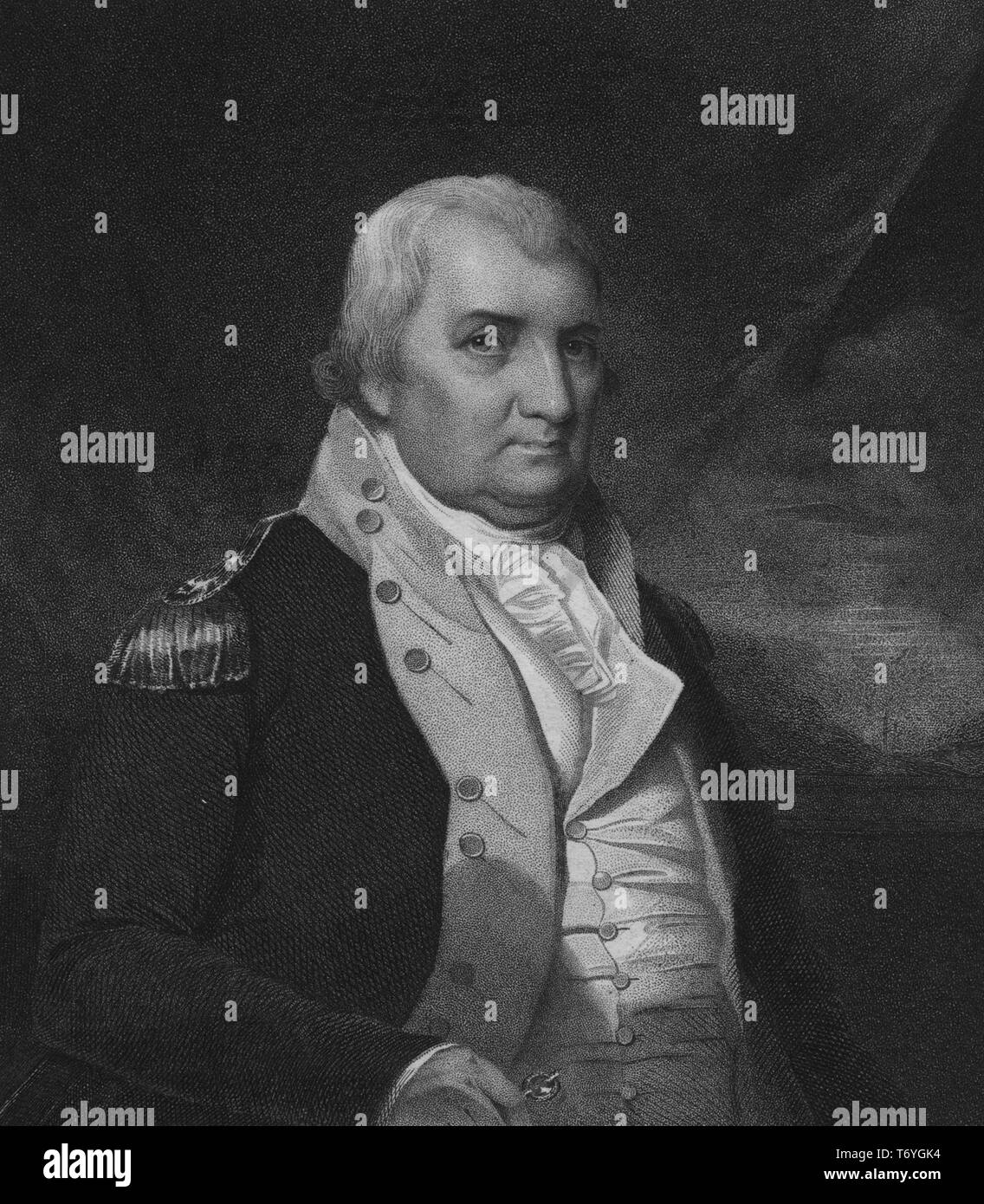 Engraved portrait of Major General Charles Cotesworth Pinckney, delegate to the Constitutional Convention, an American statesman from Charleston, South Carolina, 1800. From the New York Public Library. () Stock Photo