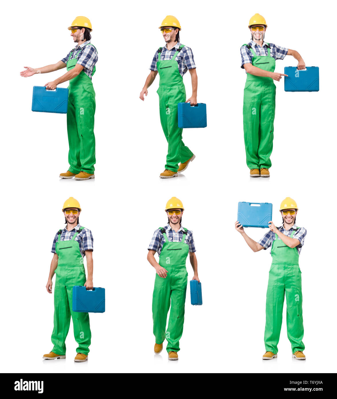 Industrial worker isolated on the white background Stock Photo - Alamy