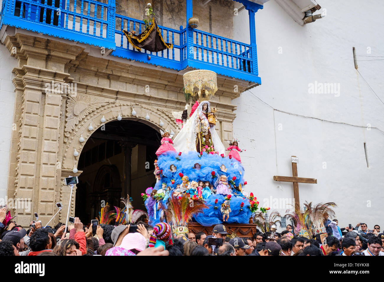 The Virgin of Carmen (or Mamacha Carmen) is taken on a procession